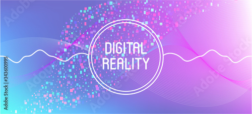 Falling Particles Distressed Purple Vector. Data Stream Minimal Banner. 
