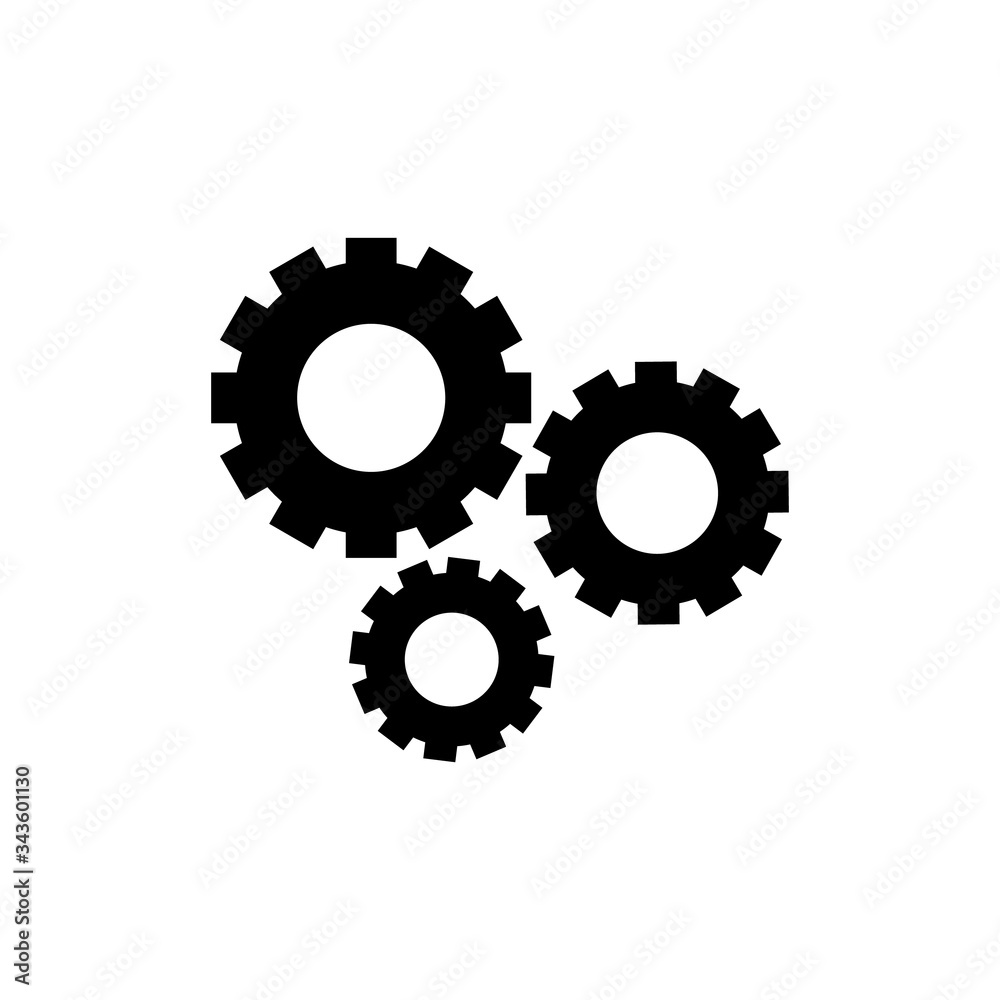 Settings, gear icon, logo isolated on white background