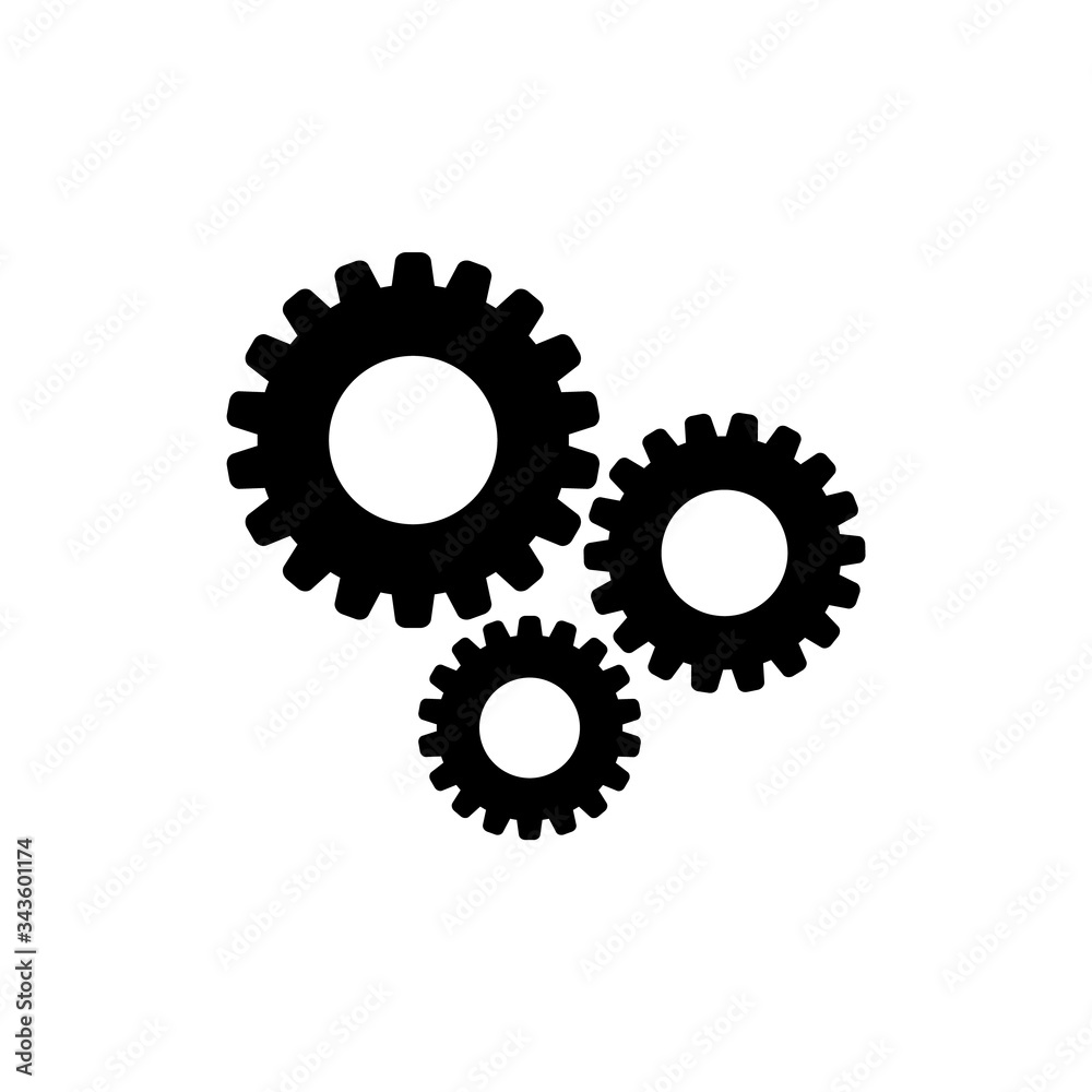 Settings, gear icon, logo isolated on white background Settings, gear icon, logo isolated on white background