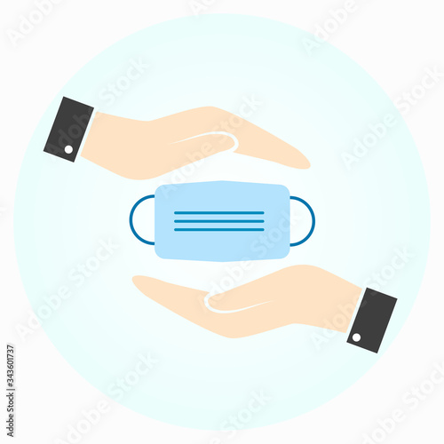 Medical masks and gloves as an element of protection against coronavirus. Hand drawn sketch style. Coronavirus bacteria. Vector background. Image isolated.
