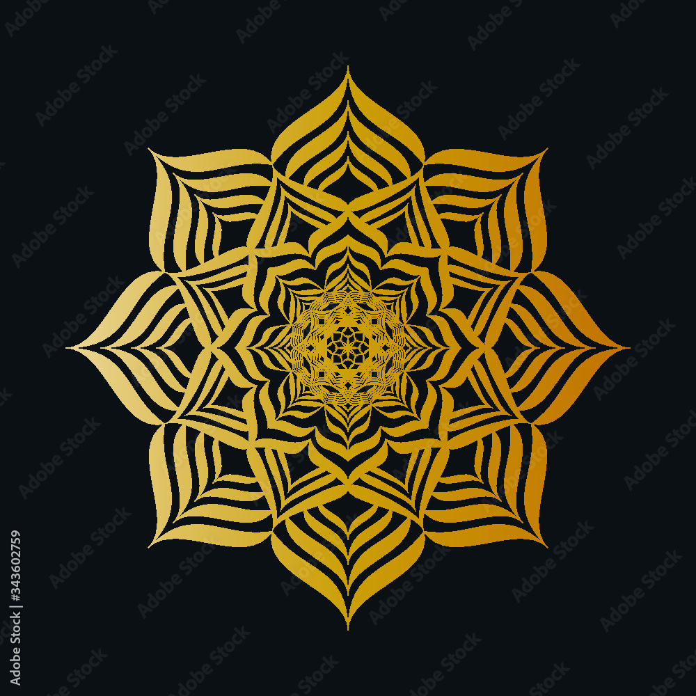 golden mandala on black background