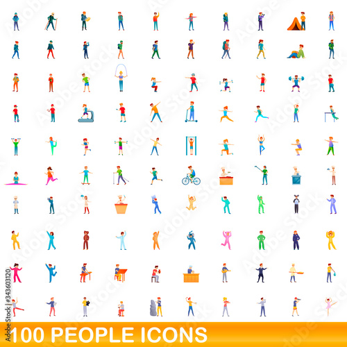 100 people icons set. Cartoon illustration of 100 people icons vector set isolated on white background