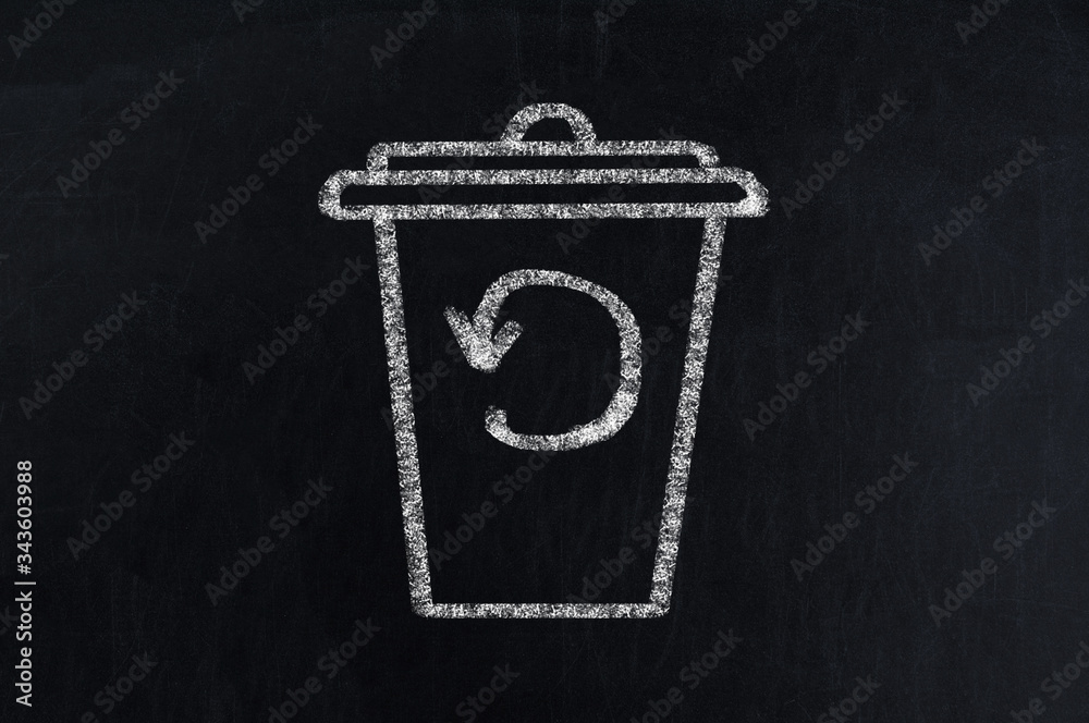 Recycling service chalk icon. Converting waste materials. Garbage reuse.