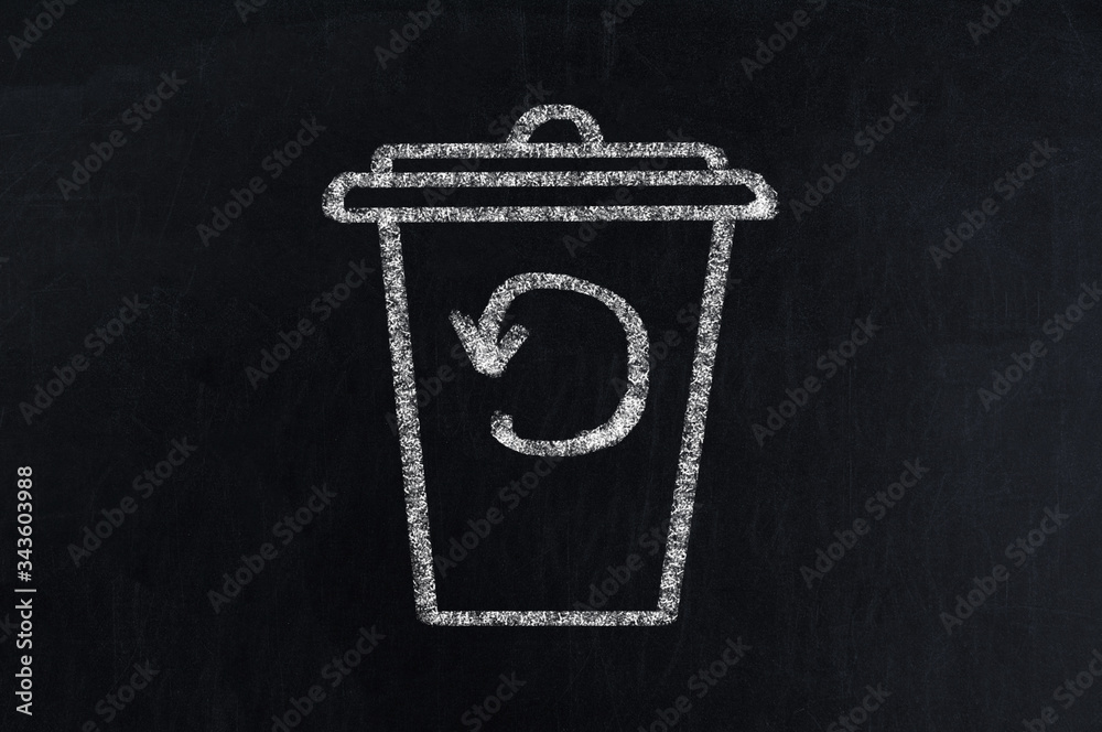 Obraz premium Recycling service chalk icon. Converting waste materials. Garbage reuse.