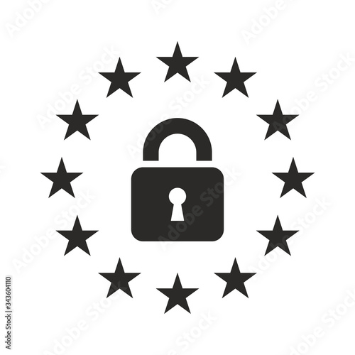 Europe lockdown icon. Padlock icon. Vector icon isolated on white background.