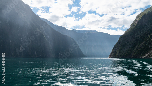 Fjord display during sunny day, photo taken in Milford Sound, Fiordland National Park, New Zealand