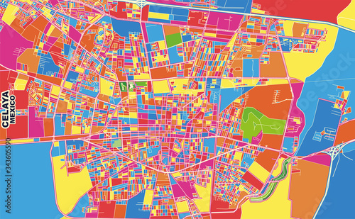 Celaya, Guanajuato, Mexico, colorful vector map photo