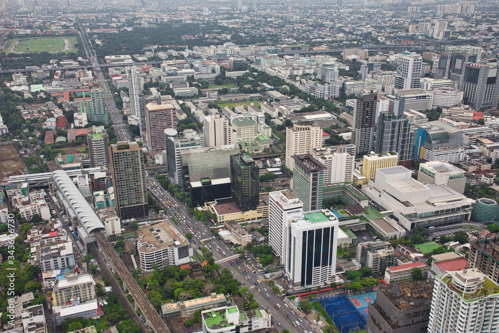 
BANGKOK/THAILAND - 10th Nov, 2019 : Aerial view of Bangkok skyline and skyscraper.