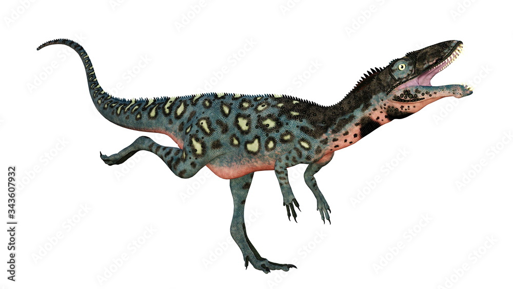 Masiakasaurus knopfleri dinosaur running isolated in white background - 3D render Masiakasaurus knopfleri dinosaur running isolated in white background - 3D render
