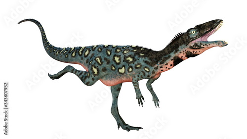 Masiakasaurus knopfleri dinosaur running isolated in white background - 3D render photo