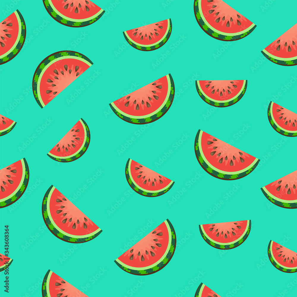 Naklejka Hand drawn vector seamless pattern of watermelon.