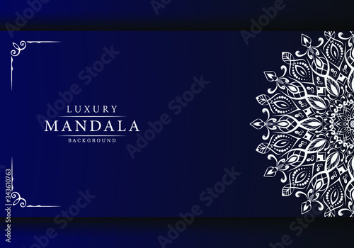 Luxury ornamental mandala design background with silver arabesque pattern arabic islamic east style	
