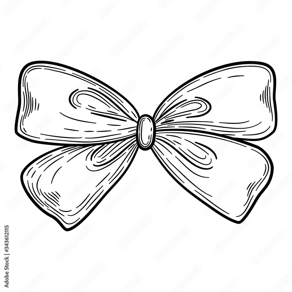 Fototapeta premium Festive home bow icon. Hand drawn illustration of festive home bow vector icon for web design