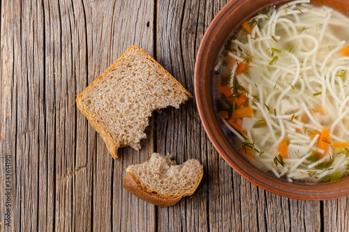 Traditional Chicken Soup with noodle photo