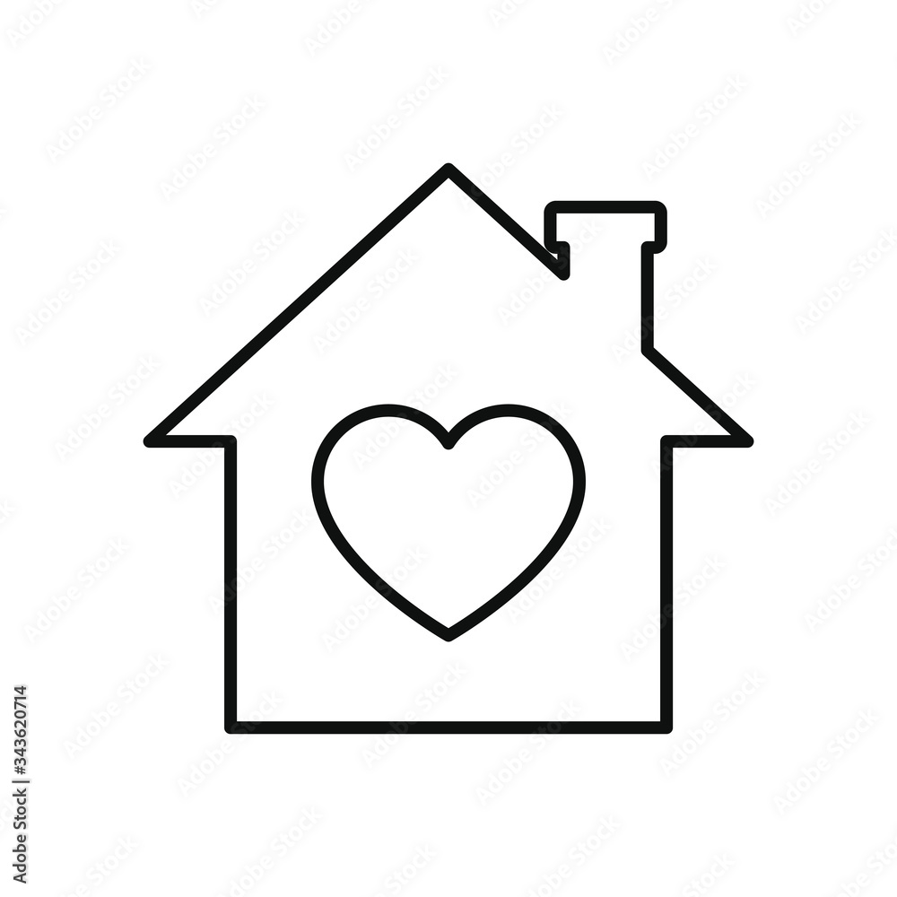 House with heart icon, line style