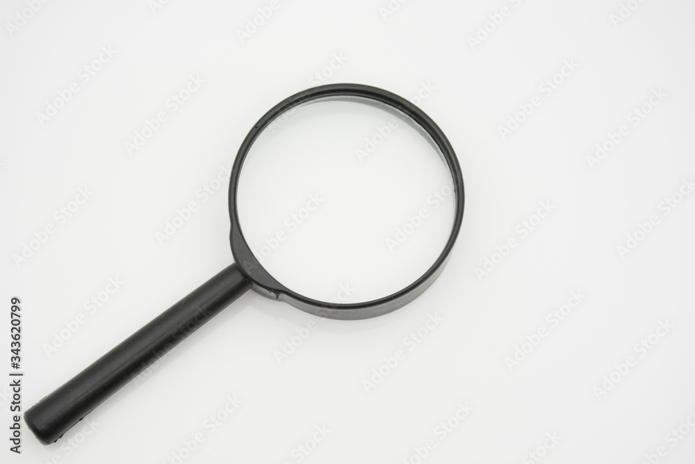 Magnifying glass, (magnifying glass with metal frame). Magnifying glass, (magnifying glass with metal frame).