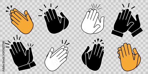 Applause clap hand icon. Clapping hands. Hand gestures icons. Classic set. Vector photo