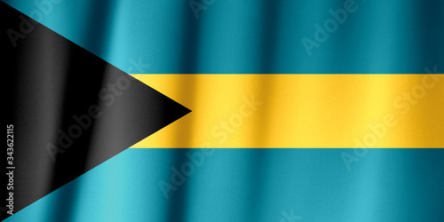 Waving flag of Bahama. Flag has real fabric texture. photo