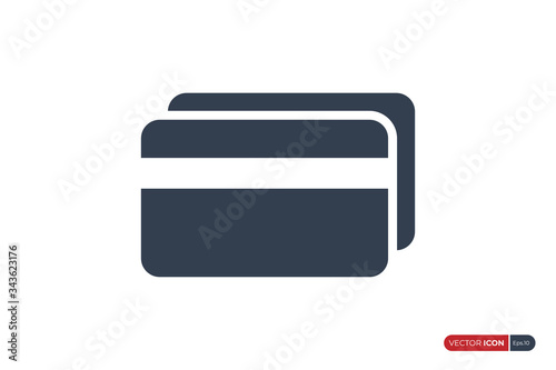 Credit Card Icon isolated on White Background. Flat Vector Business Icon Design Template Element.
