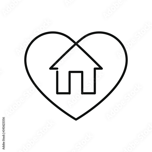 stay home concept, heart with house icon, line style