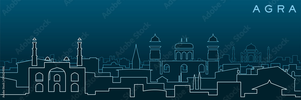 Agra Multiple Lines Skyline and Landmarks