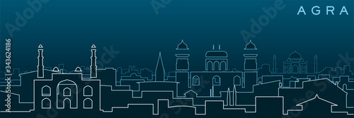 Agra Multiple Lines Skyline and Landmarks
