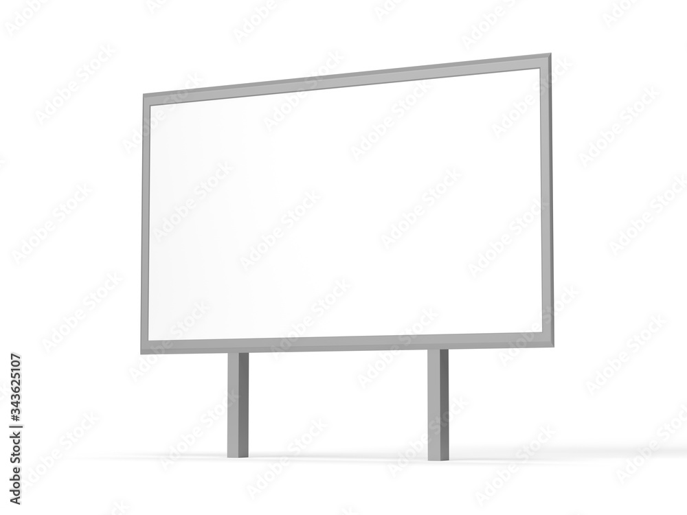Empty billboard isolated on white background. 3D rendering