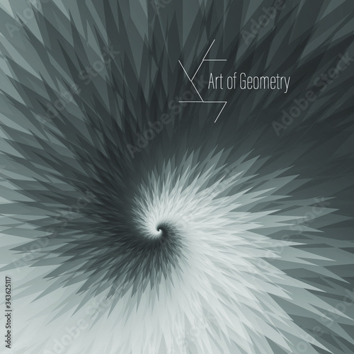 Fractal spiral, abstract geometric art. Vector swirl vortex pattern design. Whirlpool twist hypnotic geometry background.
