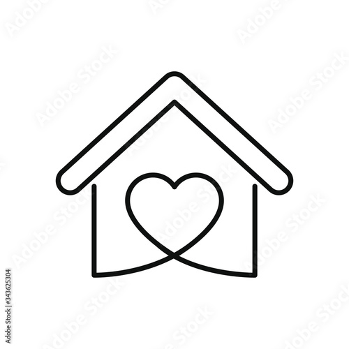 stay home concept, house and heart shape, line style