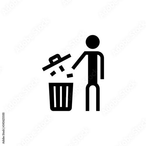 Garbage symbol in black flat design on white background