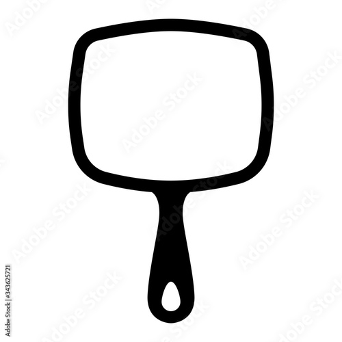 handheld square mirror in black and white