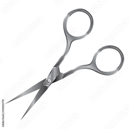 silver hairdresser scissors in color