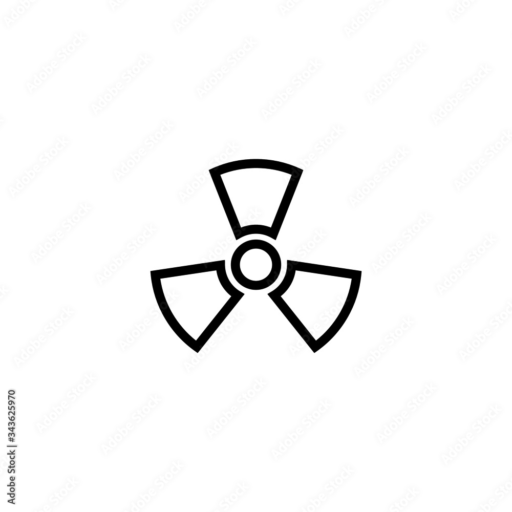 Radioactive Icon, Hazard symbol in outline style on white background Radioactive Icon, Hazard symbol in outline style on white background