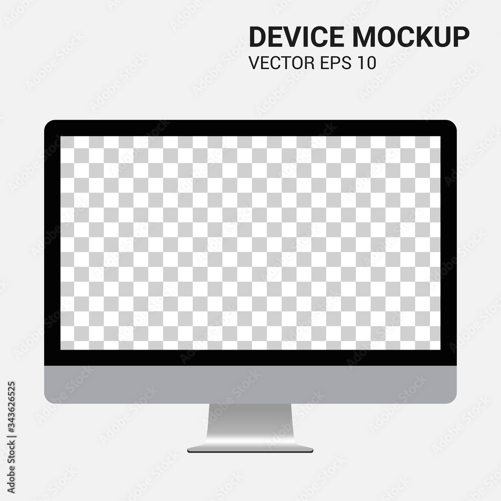 Realistic AIO Computer mockup template isolated on white background. PC vector illustration. Realistic AIO Computer mockup template isolated on white background. PC vector illustration.