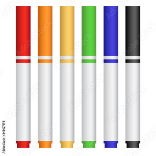 set of markers in color