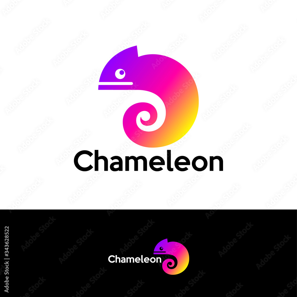 Chameleon logo. Colored bright chameleon. Isolated chameleon on a different backgrounds. Vector illustration. Chameleon logo. Colored bright chameleon. Isolated chameleon on a different backgrounds. Vector illustration.