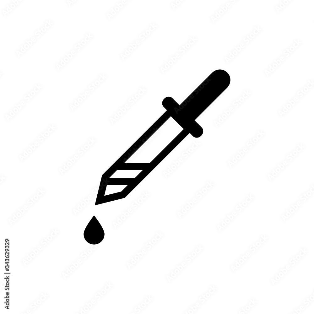 Dropper icon, Dropper symbol vector sign in black flat shape design on white background Dropper icon, Dropper symbol vector sign in black flat shape design on white background