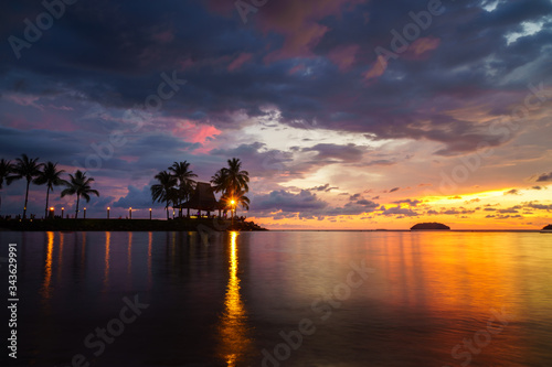 Borneo sunset in Tanjung Aru Beach in Sabah 