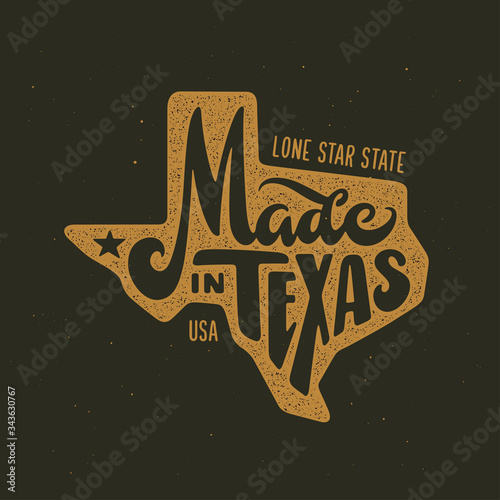 Texas related t-shirt design. Vintage vector illustration. photo