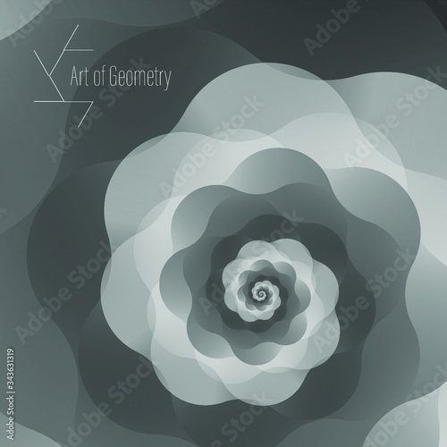 Fractal spiral, abstract geometric art. Vector swirl vortex pattern design. Whirlpool twist hypnotic geometry background.
