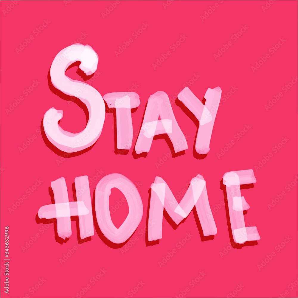 Stay home signature. Hand drawn vector markers lettering in cartoon style Stay home signature. Hand drawn vector markers lettering in cartoon style