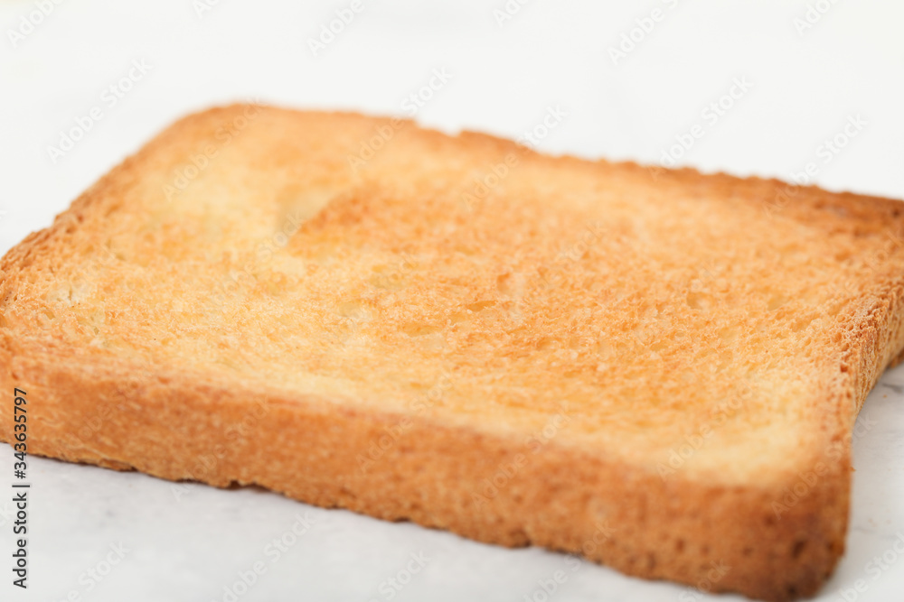 Toast biscuits over white background crunchy food