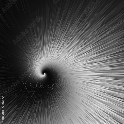 Fractal spiral, abstract geometric art. Vector swirl vortex pattern design. Whirlpool twist hypnotic geometry background.
