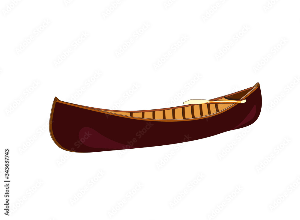 Canoe or kayak wooden boat. Vector graphic isolated illustration Canoe or kayak wooden boat. Vector graphic isolated illustration