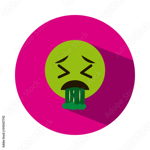 Emojis coronavirus concept, vomiting emoji icon, block style