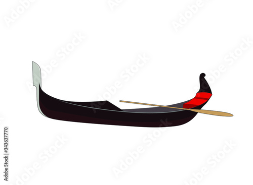 Gondola venetian traditional rawing boat. Italian boat. Vector isolated graphic illustration