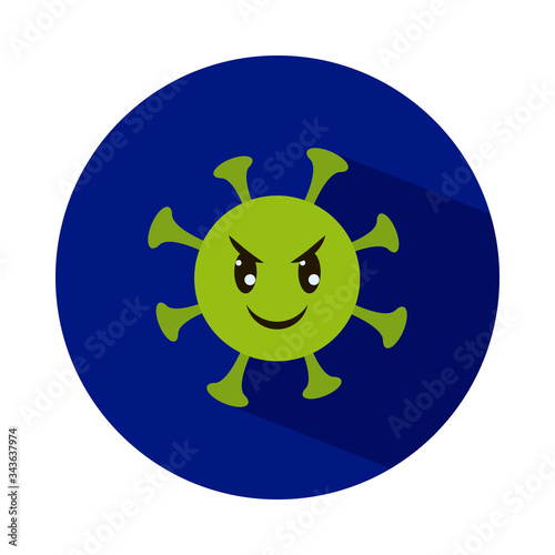 Emoji coronavirus concept, angry coronavirus emoji icon, block style