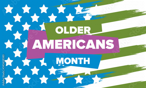 Older Americans Month. Celebrated in May in the United States. National Month of observance for Older Americans. Poster, card, banner and background. Vector illustration