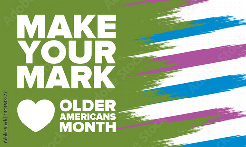 Older Americans Month. Celebrated in May in the United States. National Month of observance for Older Americans. Poster, card, banner and background. Vector illustration