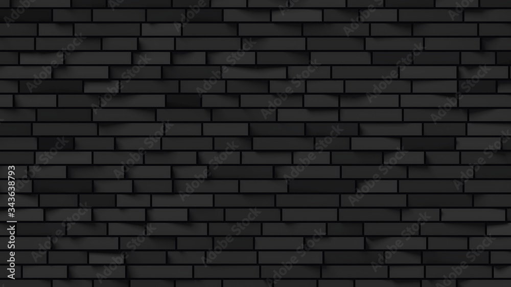 Abstract black rectangles background; dark cubes backdrop; modern geometric polygons as tile wall; top view; 3d rendering, 3d illustration